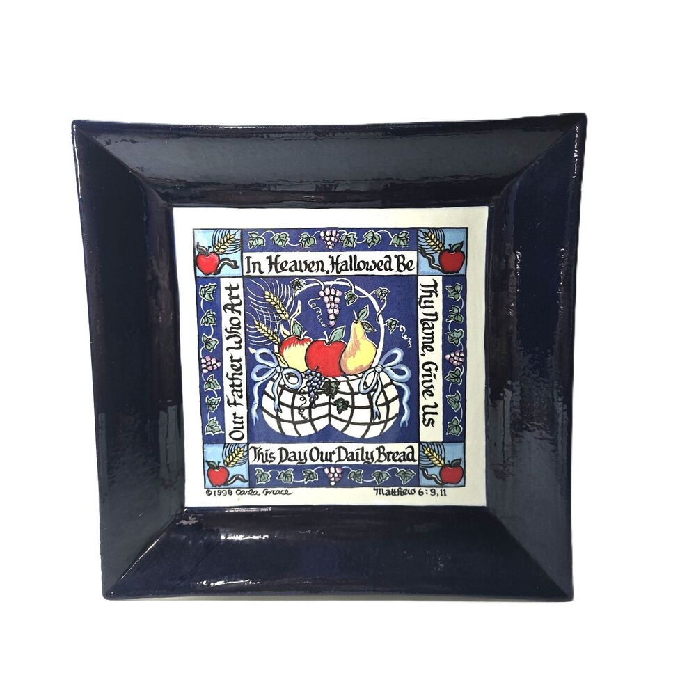 Vintage Carla Grace Ceramic Wall Plate Lord's Prayer Scripture Art 10" Dish